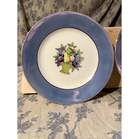 Pair of Noritake Blue Lusterware Fruit Basket Side Plates - Picture 2 of 10